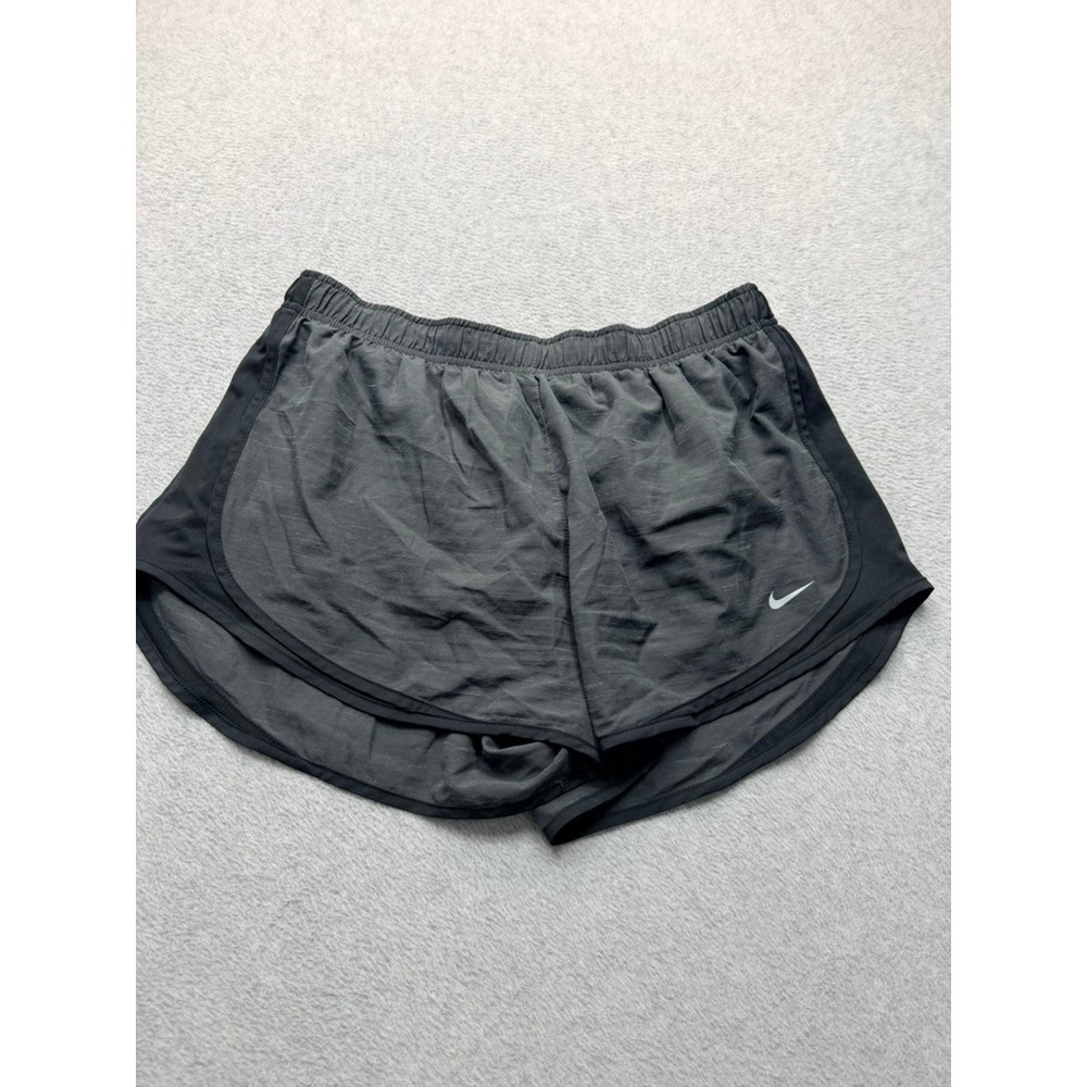 Nike Dri-FIT Womens XL Gray Heathered Running Training Shorts Black Trim